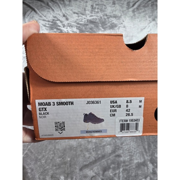 Merrell Men's Moab 3 Smooth GTX Vibram Black Outdoors Hiking Shoe J036361  8.5 - Picture 3 of 8